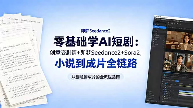 零基础学AI短剧：创意变剧情+即梦Seedance2+Sora2，小说到成片全链路 - 项目资源网