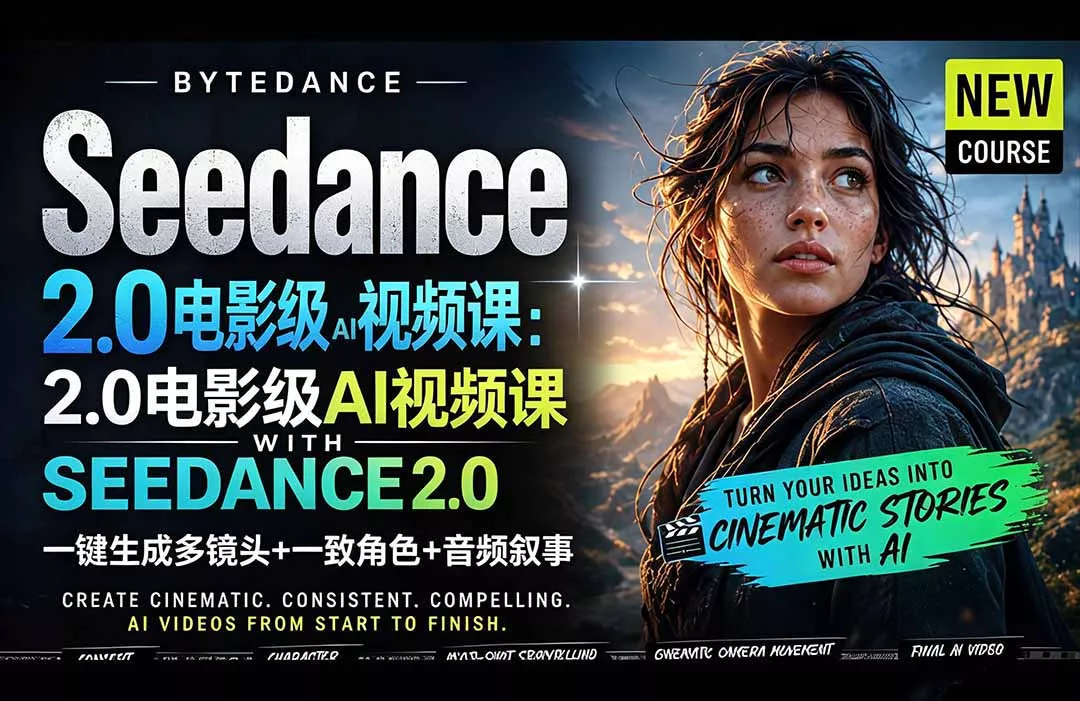 Seedance 2.0电影级AI视频课：一键生成多镜头+一致角色+音频叙事 - 项目资源网