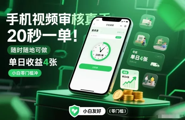 手机视频审核真香！20秒一单，随时随地可做，单日收益4张，小白零门槛冲【揭秘】 - 项目资源网