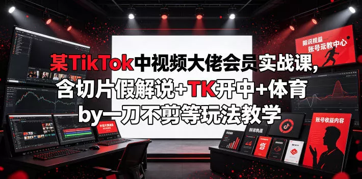 某TikTok中视频大佬会员实战课，含切片假解说+TK开中+体育by一刀不剪等玩法教学 - 项目资源网