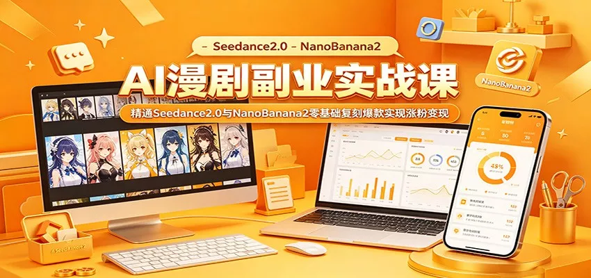 AI漫剧副业实战课：精通Seedance2.0与NanoBanana2零基础复刻爆款实现涨粉变现 - 项目资源网