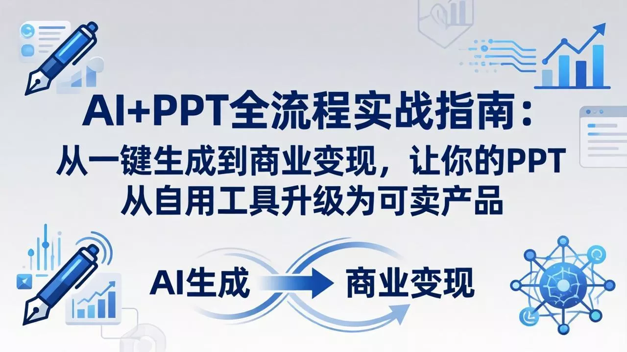 AI+PPT全流程实战指南-更新4月21:从一键生成到商业变现,让你的PPT从自用工具升级为可卖产品 AI+PPT全流程实战指南-更新4月21:从一键生成到商业变现,让你的PPT从自用工具升级为可卖产品