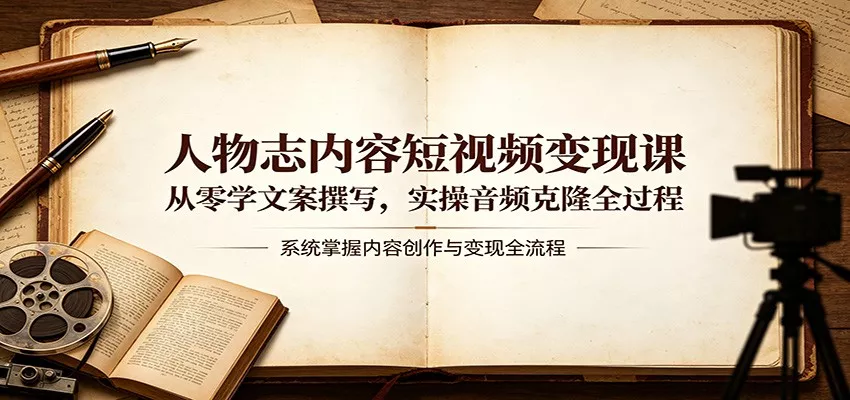 人物志内容短视频变现课：从零学文案撰写，实操音频克隆全过程 - 项目资源网