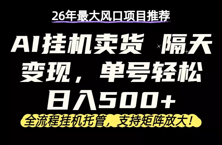 26年最新AI挂机卖货，隔天出收益，单账号轻松日入500+ - 项目资源网