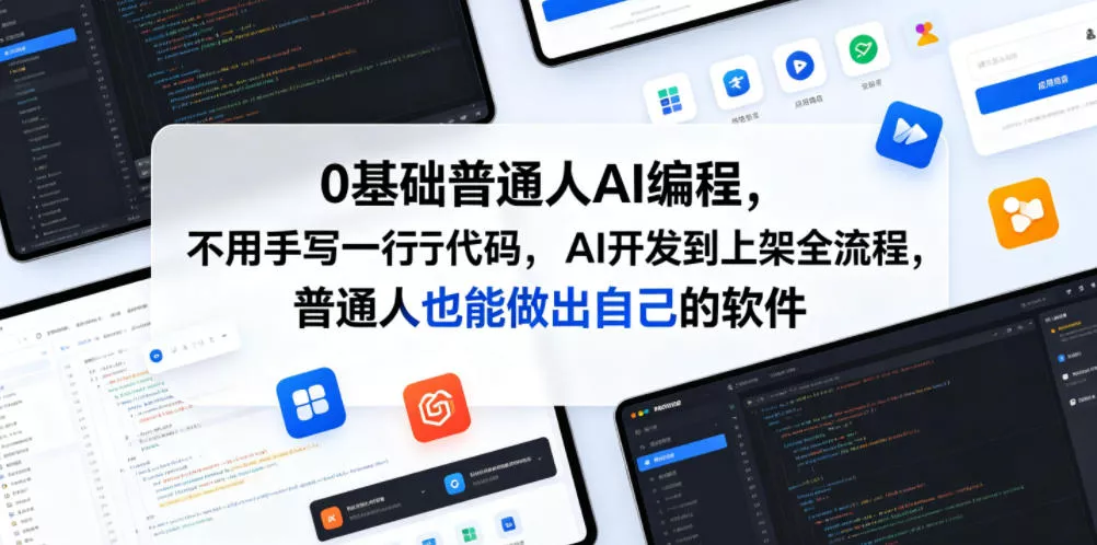0基础普通人AI编程，不用手写一行代码，AI开发到上架全流程，普通人也能做出自己的软件 - 项目资源网