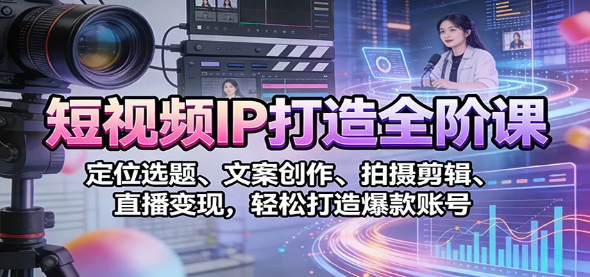 短视频IP打造全阶课：定位选题、文案创作、拍摄剪辑、直播变现，轻松打造爆款账号 - 项目资源网