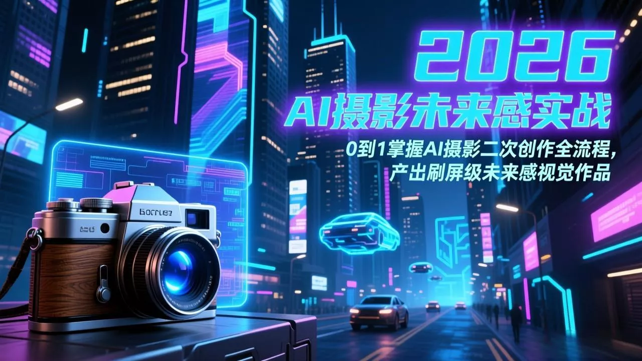 2026 AI摄影未来感实战:0到1掌握AI摄影二次创作全流程,产出刷屏级未来感视觉作品 2026 AI摄影未来感实战:0到1掌握AI摄影二次创作全流程,产出刷屏级未来感视觉作品