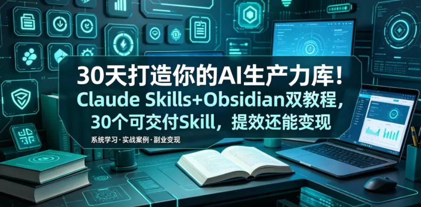 30天打造你的AI生产力库!Claude Skills+Obsidian 双教程,30 个可交付 Skill,提效还能变现 30天打造你的AI生产力库!Claude Skills+Obsidian 双教程,30 个可交付 Skill,提效还能变现