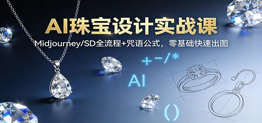 AI珠宝设计实战课：Midjourney/SD全流程+咒语公式，零基础快速出图 - 项目资源网