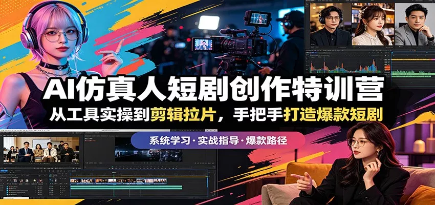 AI仿真人短剧创作特训营：从工具实操到剪辑拉片，手把手打造爆款短剧 - 项目资源网