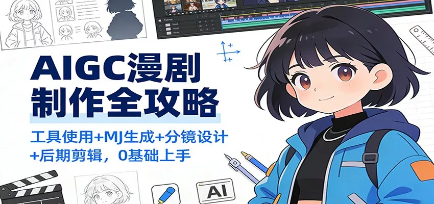 AIGC漫剧制作全攻略：工具使用+MJ生成+分镜设计+后期剪辑，0基础上手 - 项目资源网