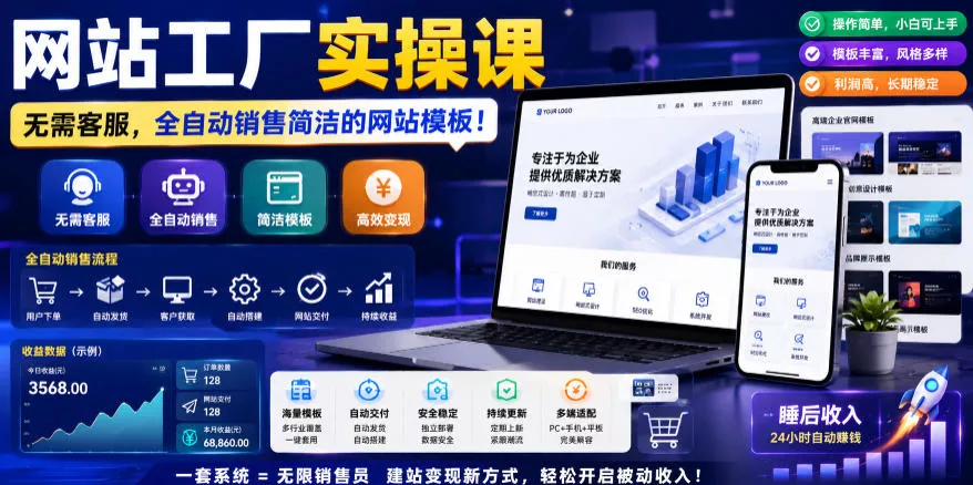 网站工厂实操课,无需客服,网站模板自动赚钱!【原创双语字幕】 网站工厂实操课,无需客服,网站模板自动赚钱!【原创双语字幕】