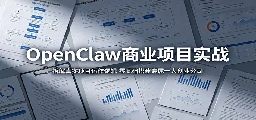 OpenClaw商业项目实战：拆解真实项目运作逻辑，零基础搭建专属一人创业公司 - 项目资源网