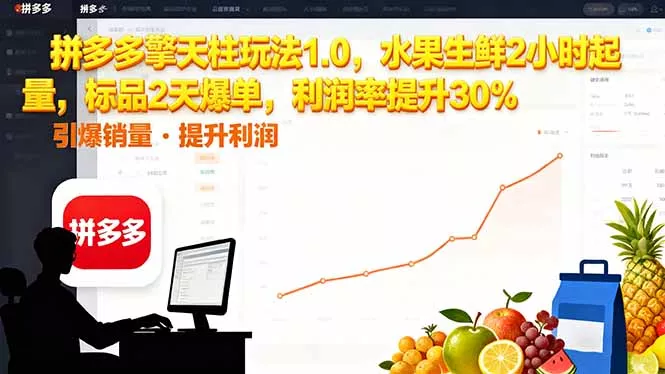 拼多多 擎天柱玩法1.0，水果生鲜2小时起量，标品2天爆单，利润率提升30% - 项目资源网