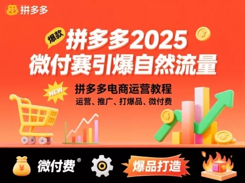 拼多多微付费引爆自然流量，拼多多电商运营教程，运营、推广、打爆品、微付费(更新26年2月) - 项目资源网