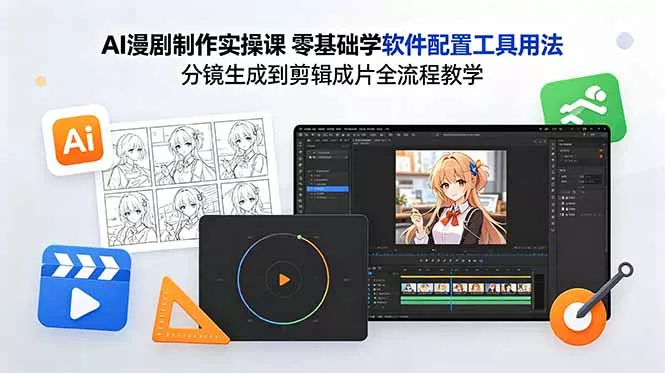 AI漫剧制作实操课 零基础学软件配置工具用法 分镜生成到剪辑成片全流程教学 AI漫剧制作实操课 零基础学软件配置工具用法 分镜生成到剪辑成片全流程教学