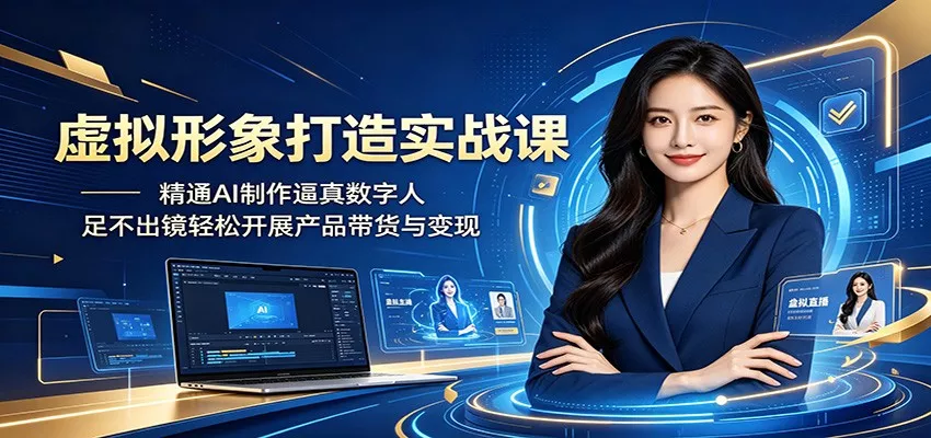 虚拟形象打造实战课:精通AI制作逼真数字人,足不出镜轻松开展产品带货与变现 - 项目资源网