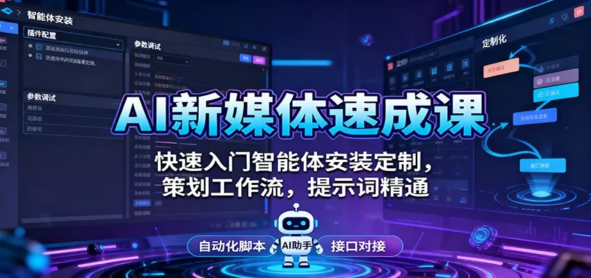 AI新媒体速成课：快速入门智能体安装定制，策划工作流，提示词精通 - 项目资源网