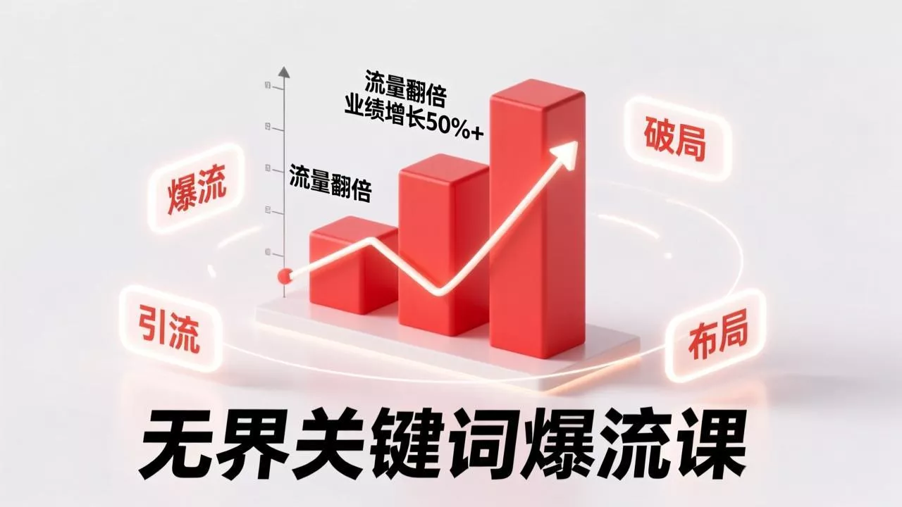 无界关键词爆流课,破局布局逻辑、阶段精准引流,实现流量翻倍,店铺业绩增长50%+。 无界关键词爆流课,破局布局逻辑、阶段精准引流,实现流量翻倍,店铺业绩增长50%+。