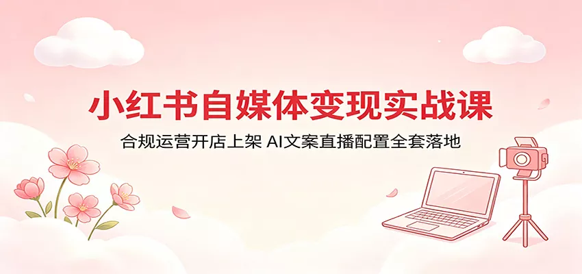 小红书自媒体变现实战课：合规运营开店上架，AI文案直播配置全套落地 - 项目资源网