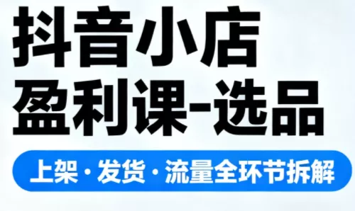 抖音小店盈利课-选品·上架·发货·流量全环节拆解 - 项目资源网