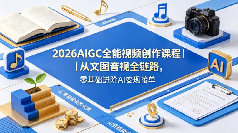 2026AIGC全能视频创作课程|从文图音视全链路,零基础进阶AI变现接单 2026AIGC全能视频创作课程|从文图音视全链路,零基础进阶AI变现接单