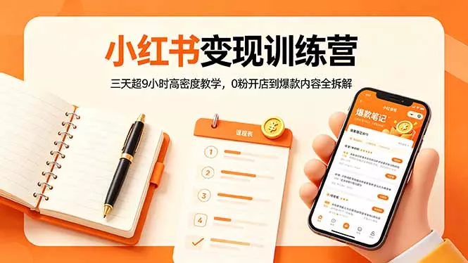 小红书变现训练营：三天超9小时高密度教学，0粉开店到爆款内容全拆解 - 项目资源网