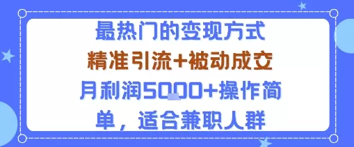 小众赛道玩法：当下最热门的变现方式，精准引流+被动成交月利润5k+操作简单，适合兼职人群 - 项目资源网