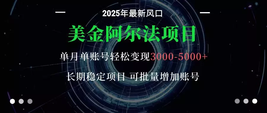 美金阿尔法项目：一部手机每天只需10分钟，轻松稳定赚美元 - 项目资源网