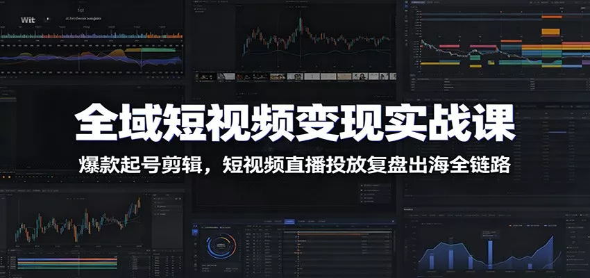 全域短视频变现实战课：爆款起号剪辑，短视频直播投放复盘出海全链路 - 项目资源网