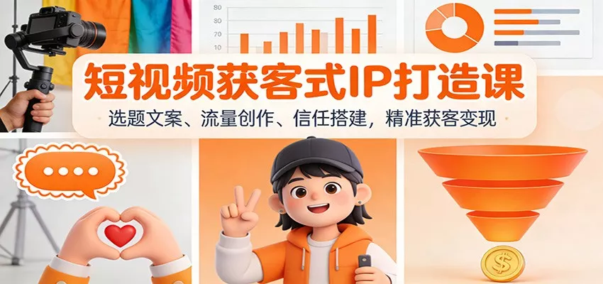 短视频获客式IP打造课：选题文案、流量创作、信任搭建，精准获客变现 - 项目资源网