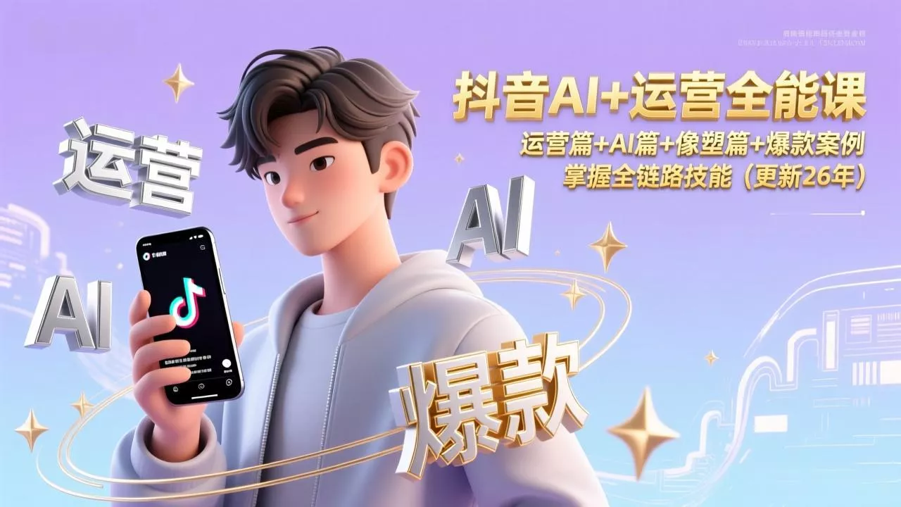 抖音AI+运营全能课,运营篇+AI篇+像塑篇+爆款案例,掌握全链路技能(更新26年 抖音AI+运营全能课,运营篇+AI篇+像塑篇+爆款案例,掌握全链路技能(更新26年