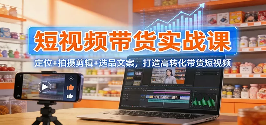 短视频带货实战课：定位+拍摄剪辑+选品文案，打造高转化带货短视频 - 项目资源网