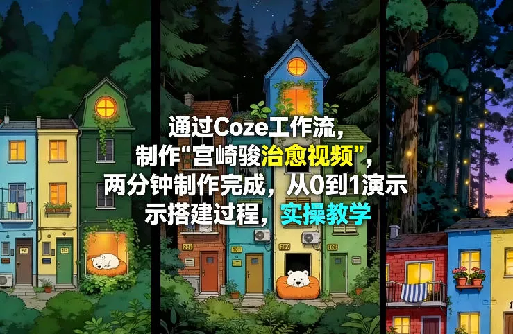 通过Coze工作流制作《宫崎骏治愈视频》,两分钟制作完成,从0到1演示搭建过程,实操教学 通过Coze工作流制作《宫崎骏治愈视频》,两分钟制作完成,从0到1演示搭建过程,实操教学