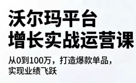 沃尔玛平台增长的实战运营课 沃尔玛平台增长的实战运营课
