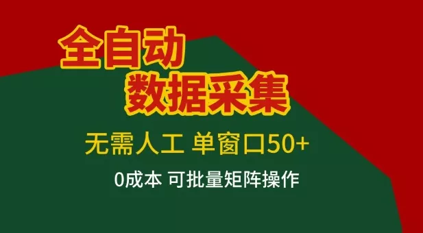 全自动数据采集项目，无需人工，单窗口可达50+收益，操作简单无难度，一个人也能轻松实现矩阵【揭秘】 - 项目资源网