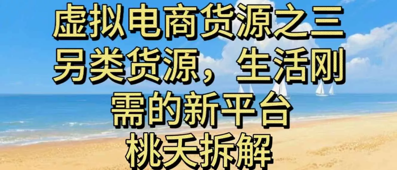 虚拟电商之三另类的货源，生活刚需的新平台 - 项目资源网