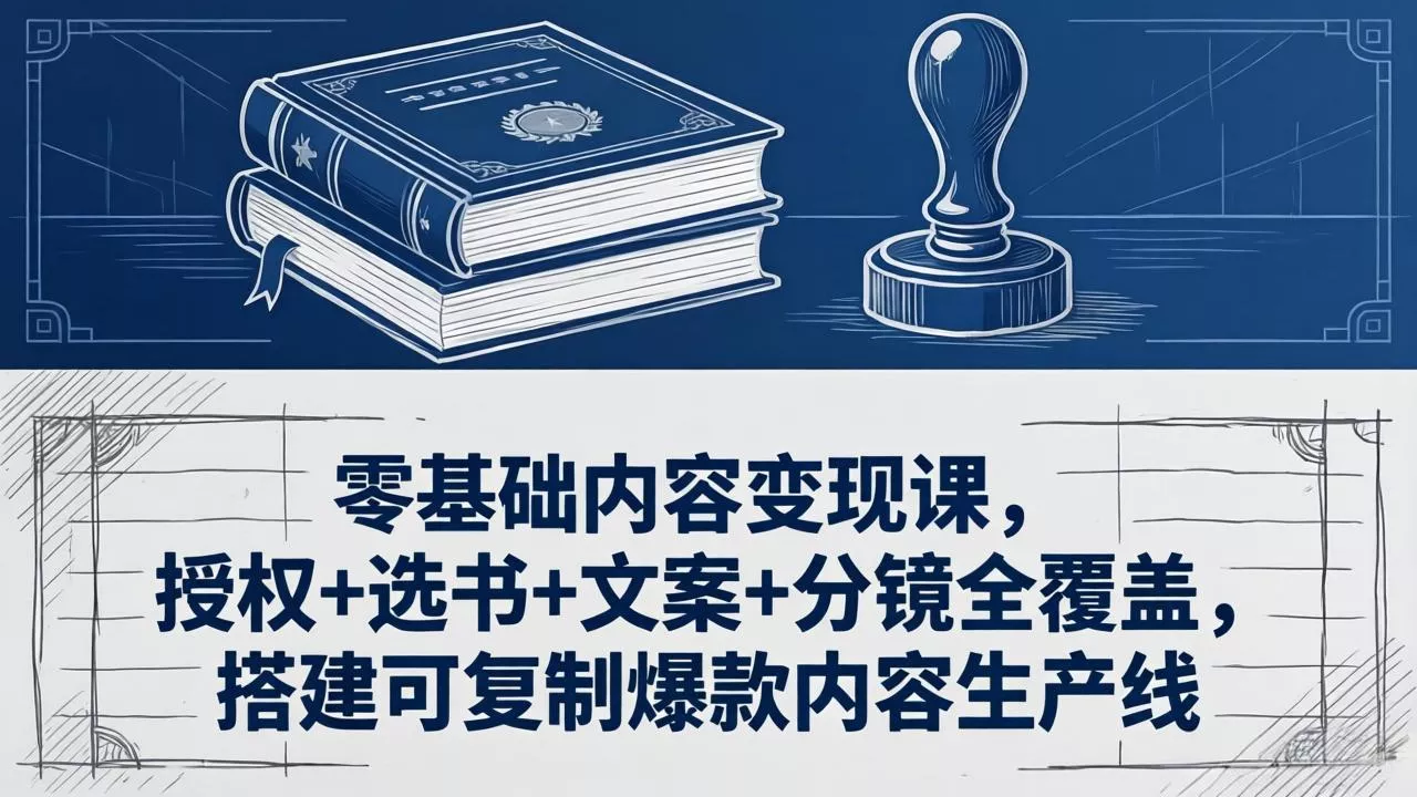 零基础内容变现课,授权+选书+文案+分镜全覆盖,搭建可复制爆款内容生产线 零基础内容变现课,授权+选书+文案+分镜全覆盖,搭建可复制爆款内容生产线