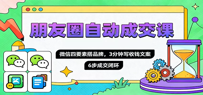 朋友圈自动成交课，微信四要素搭品牌，3分钟写收钱文案，6步成交闭环 - 项目资源网