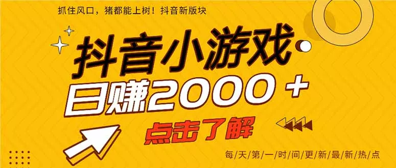 2025年爆火的抖音小游戏项目，一部手机日入2000+ - 项目资源网