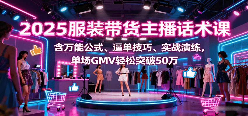2025服装带货主播话术课，含万能公式、逼单技巧、实战演练，单场GMV轻松突破50万 - 项目资源网