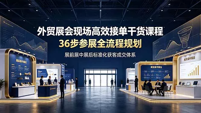 外贸展会现场高效接单干货课程，36步参展全流程规划，展前展中展后标准化获客成交体系 - 项目资源网