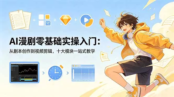 AI漫剧零基础实操入门:从剧本创作到视频剪辑,十大模块一站式教学 AI漫剧零基础实操入门:从剧本创作到视频剪辑,十大模块一站式教学