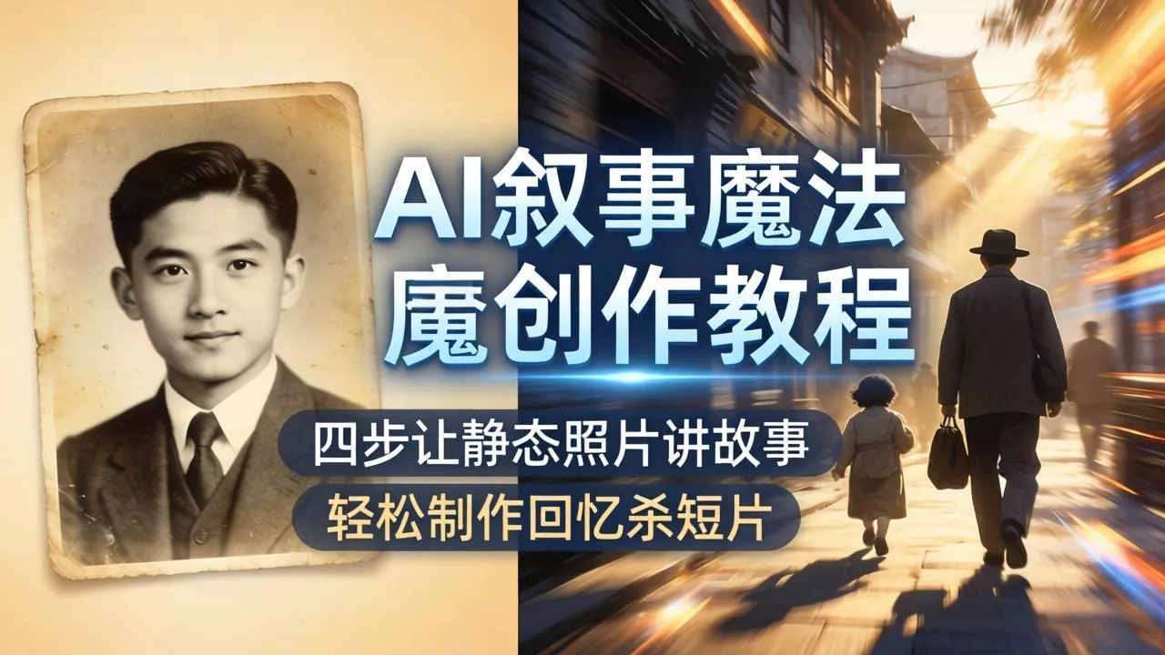AI叙事魔法创作教程,四步让静态照片讲故事,老照片修复加动态特效,轻松制作回忆杀短片 AI叙事魔法创作教程,四步让静态照片讲故事,老照片修复加动态特效,轻松制作回忆杀短片
