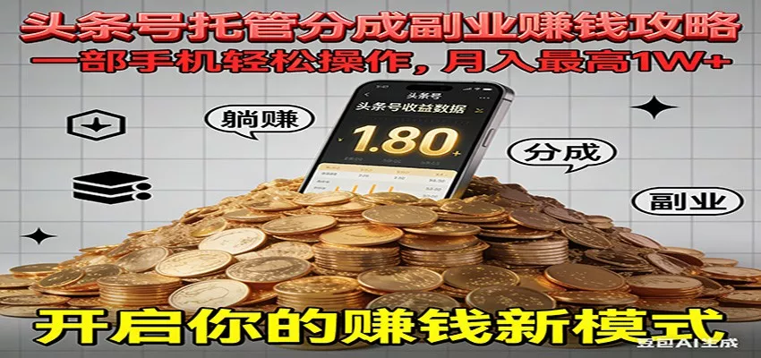 全程托管今日头条，一部手机就可以开干，最高躺赚1W+ - 项目资源网