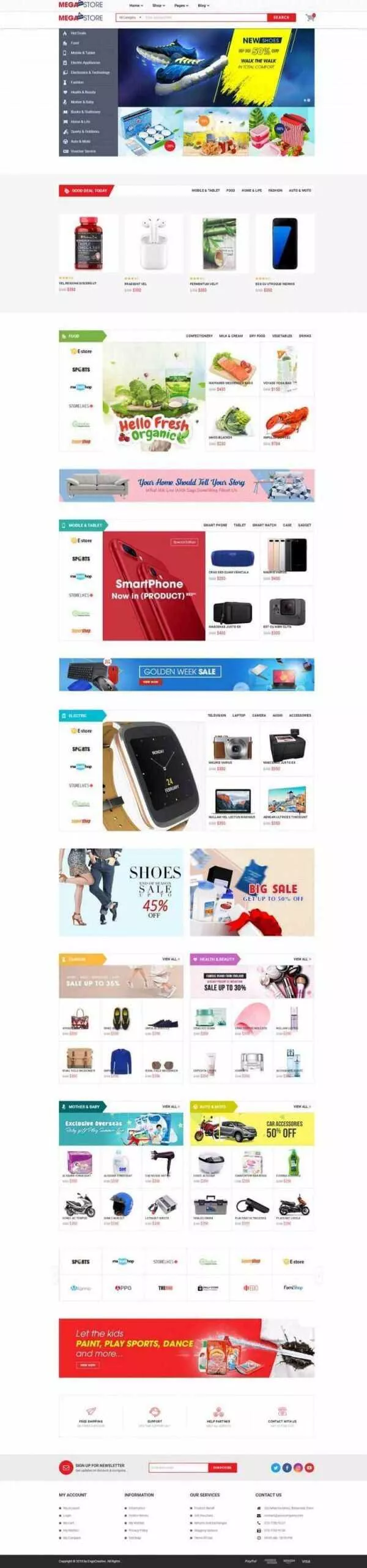 红色响应式超级市场综合商城网站 - 项目资源网