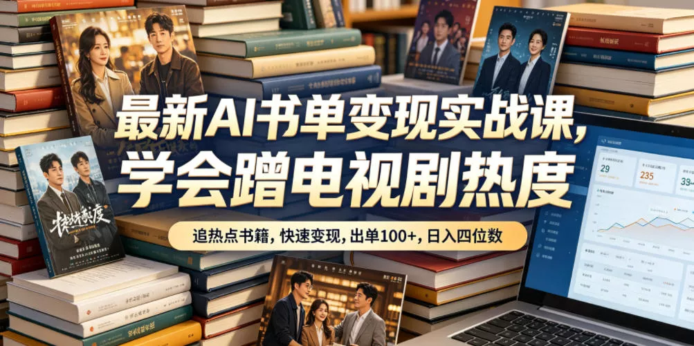 最新AI书单变现实战课,学会蹭电视剧热度,追热点书籍,快速变现,出单100+,日入四位数 最新AI书单变现实战课,学会蹭电视剧热度,追热点书籍,快速变现,出单100+,日入四位数