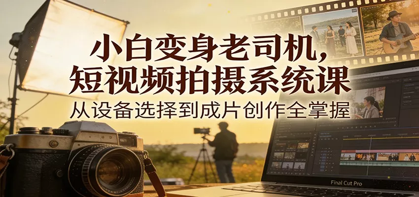 小白变身老司机，短视频拍摄系统课，从设备选择到成片创作全掌握 - 项目资源网