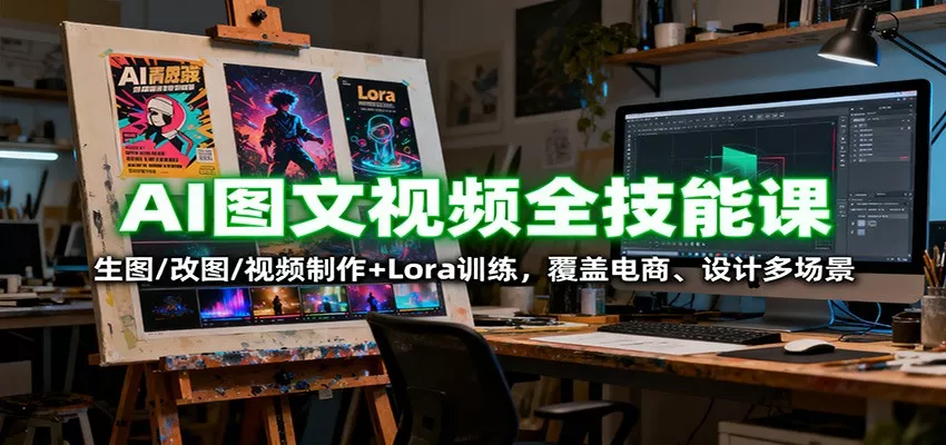 AI图文视频全技能课：生图/改图/视频制作+Lora训练，覆盖电商 、设计多场景 - 项目资源网