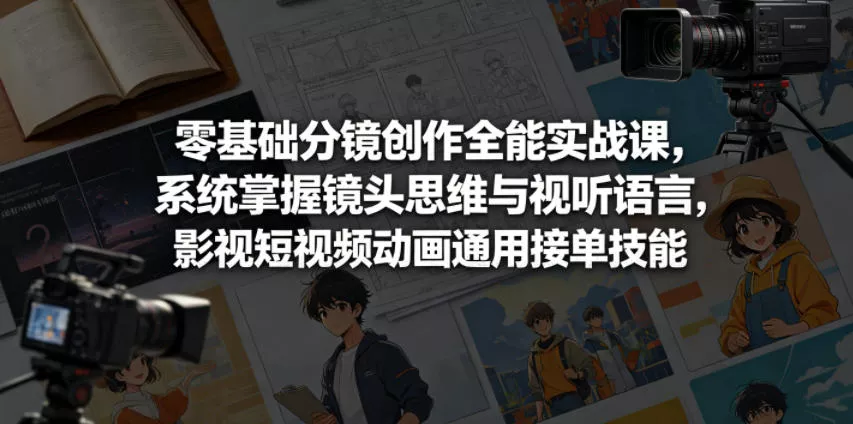 零基础分镜创作全能实战课,系统掌握镜头思维与视听语言,影视短视频动画通用接单技能 零基础分镜创作全能实战课,系统掌握镜头思维与视听语言,影视短视频动画通用接单技能